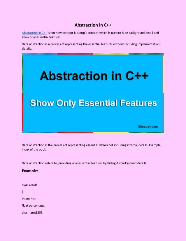 Abstraction in C++, what is Abstraction in C++