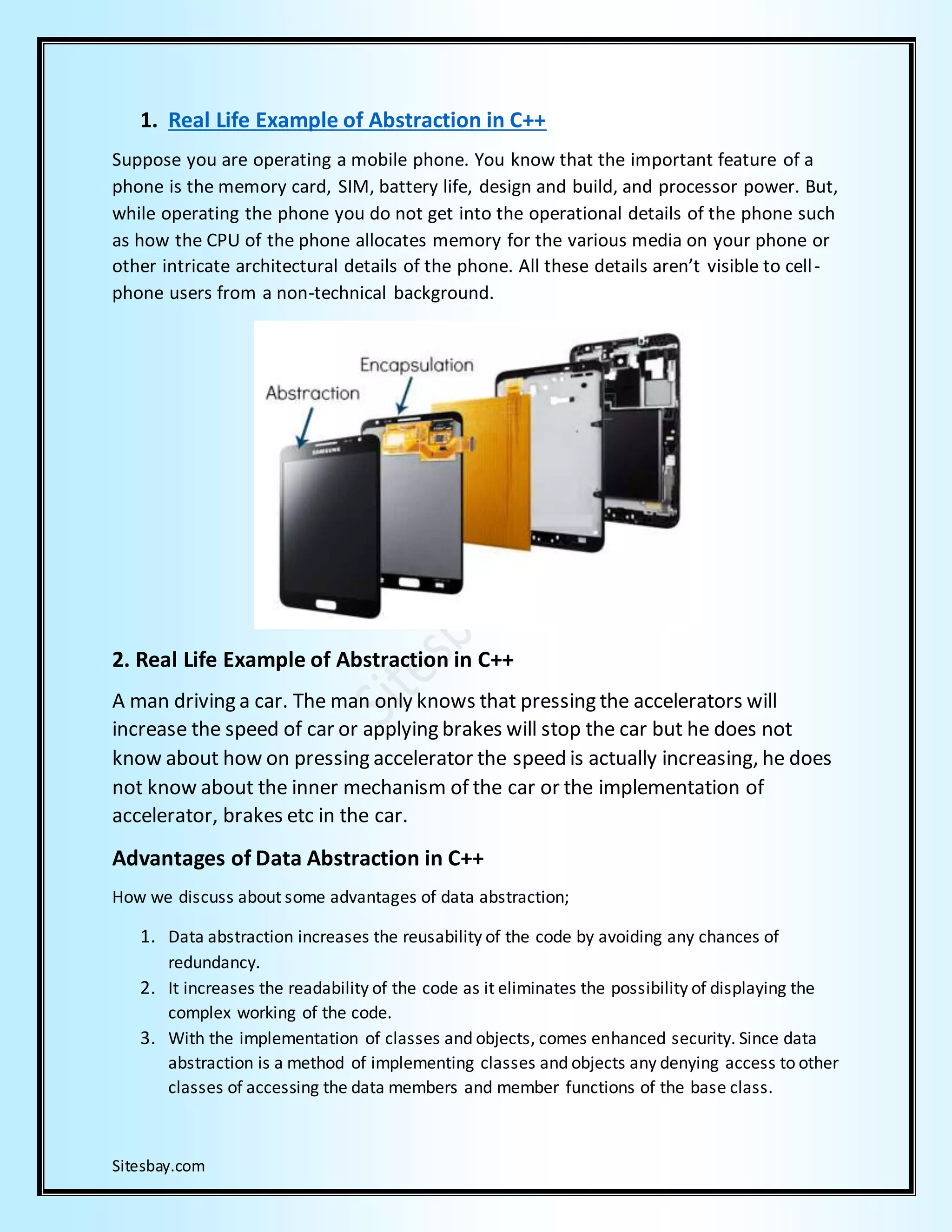 Abstraction in c and real life example of abstraction in c pdf