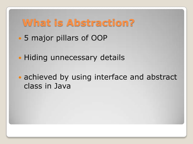 Abstraction in java | PPTX | Programming Languages | Computing