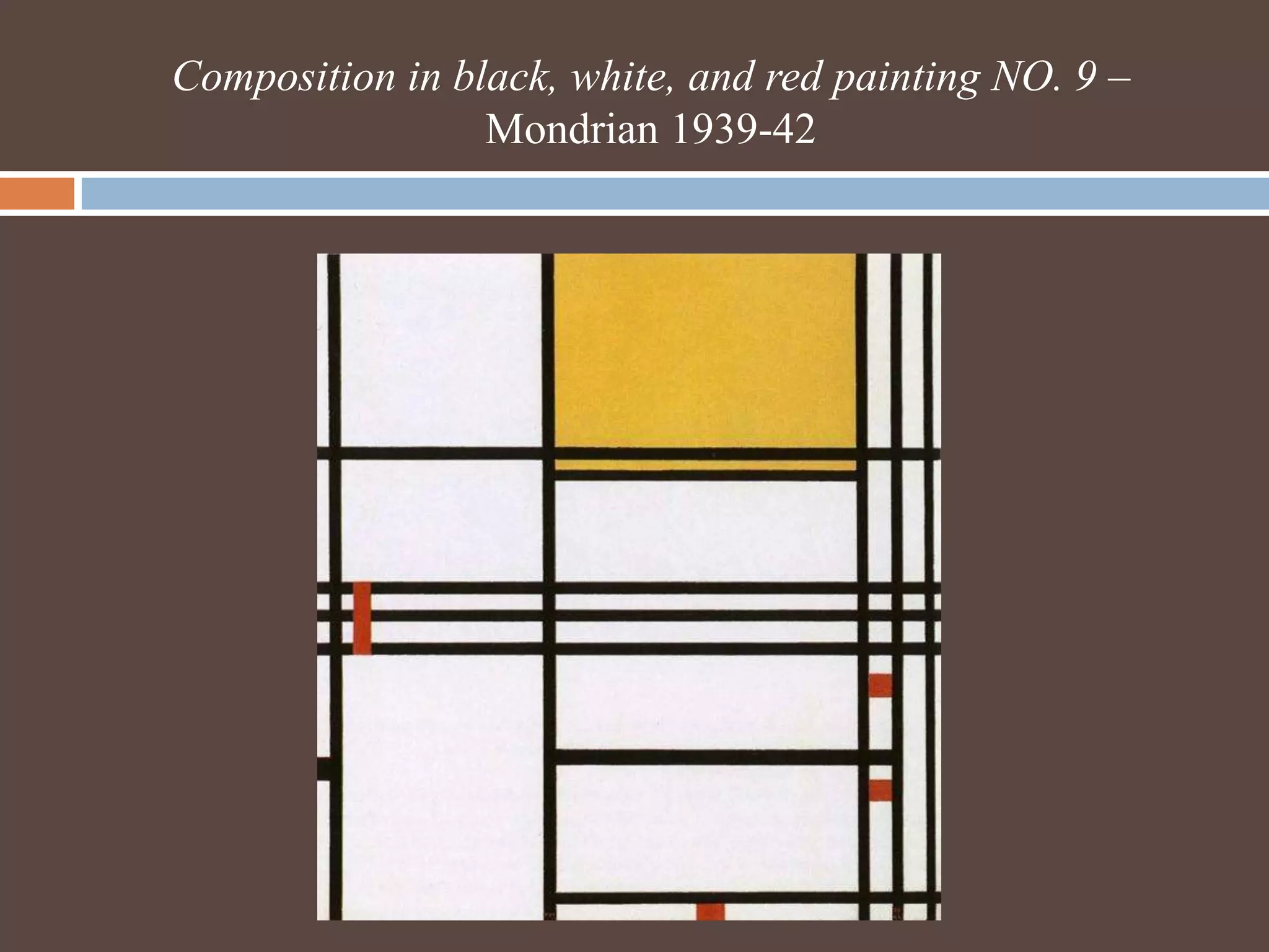 Composition in black, white, and red painting NO. 9 – Mondrian 1939-42