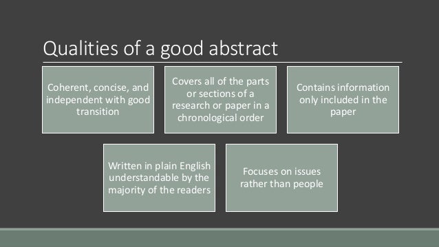 Writing good abstract research paper