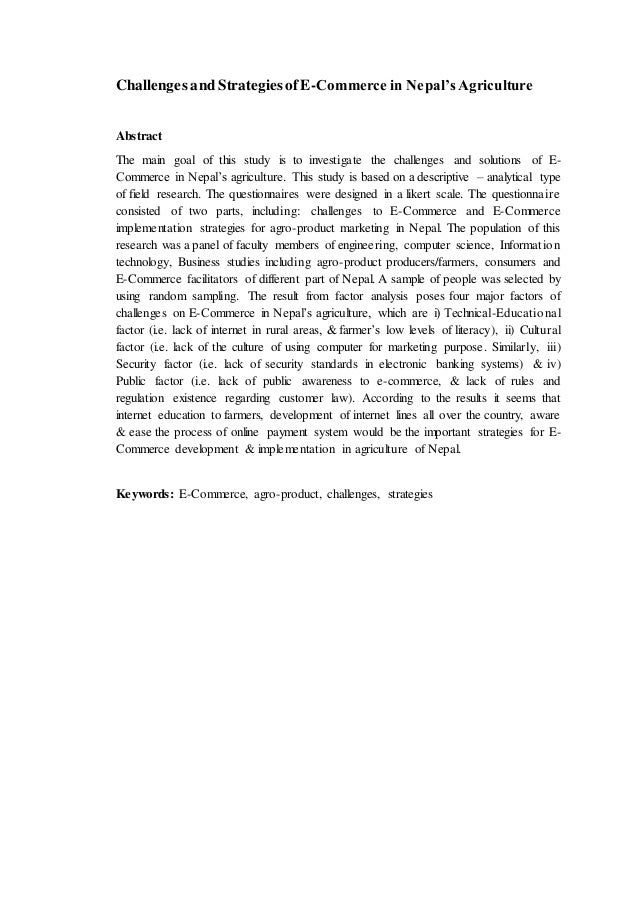 Abstract Challenges and Strategies of ECommerce in Nepal’s Agricult…