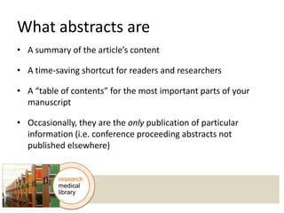 Making Your Research Findable: Writing a great abstract | PPTX