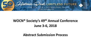 WOCN® Society’s 49th Annual Conference
June 3-6, 2018
Abstract Submission Process
 
