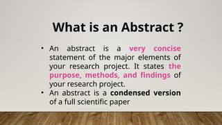 Abstracted Statement Ppt about how to write abstract in a technical paper . | PPTX