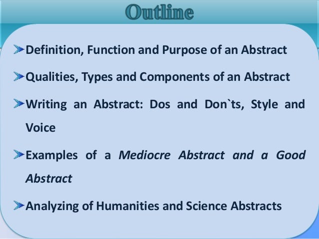 Abstract purpose research paper
