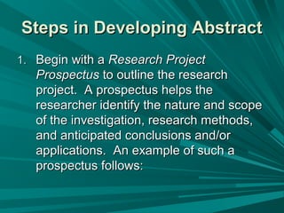 Develop Abstract Abstract writingprocess | PPT