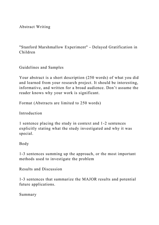 Abstract WritingStanford Marshmallow Experiment Delayed .docx