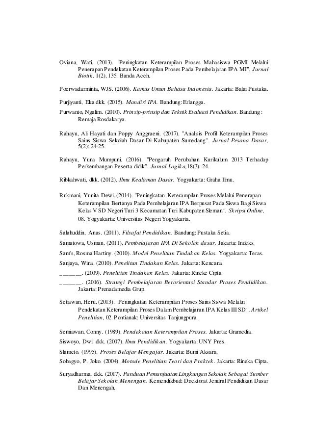 Penerapan Pendekatan Keterampilan Proses Terhadap Peningkatan Keteram
