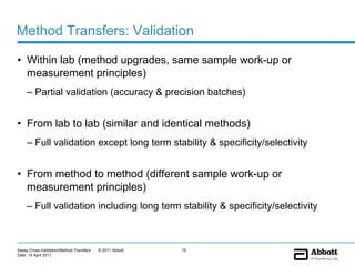 Transfer Validators Learning from issues in assay cross-validation / method transfers | PDF