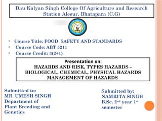 Comprehensive Overview of Food Safety Hazards and Risk Management | PPTX