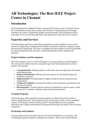 Engineering Project center in Chennai Engineering Project center in ...