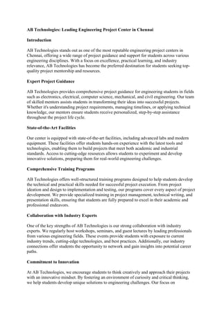 Engineering Project center in ChennaiEngineering Project center in ...