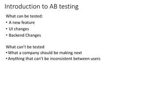 Basics of AB testing in online products | PPTX