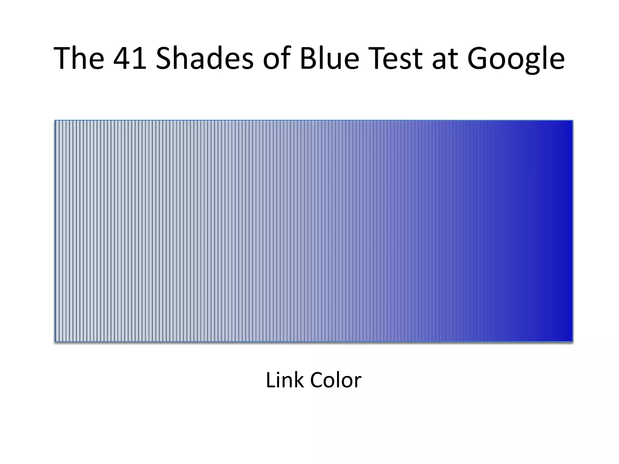 The 41 Shades of Blue Test at Google




              Link Color
 