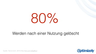 80% 
Werden nach einer Nutzung gelöscht 
Quelle: Techcrunch, 2013 (http://tcrn.ch/1oGgWLs) 
 