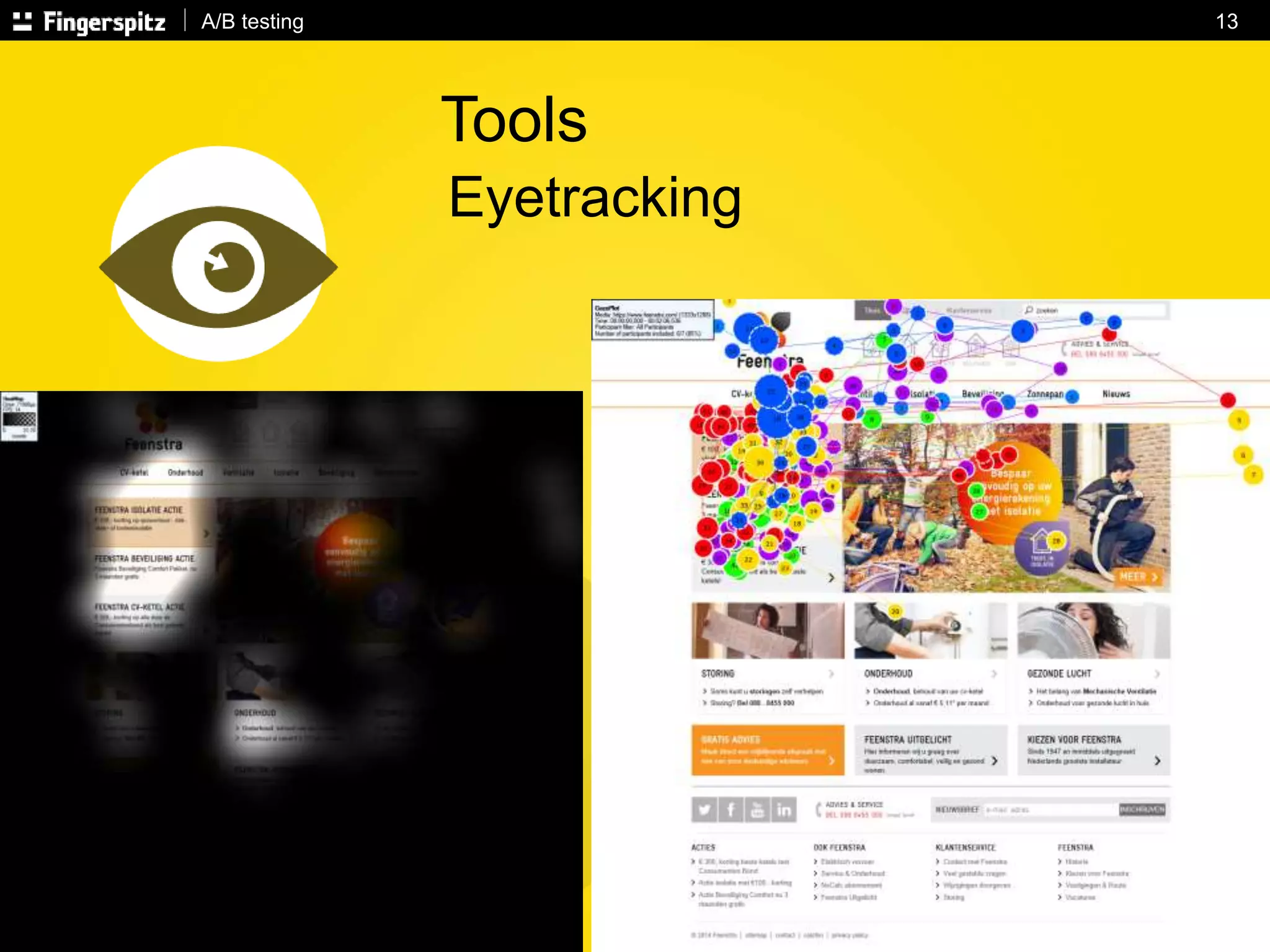A/B testing 13 
Tools 
Eyetracking 
 