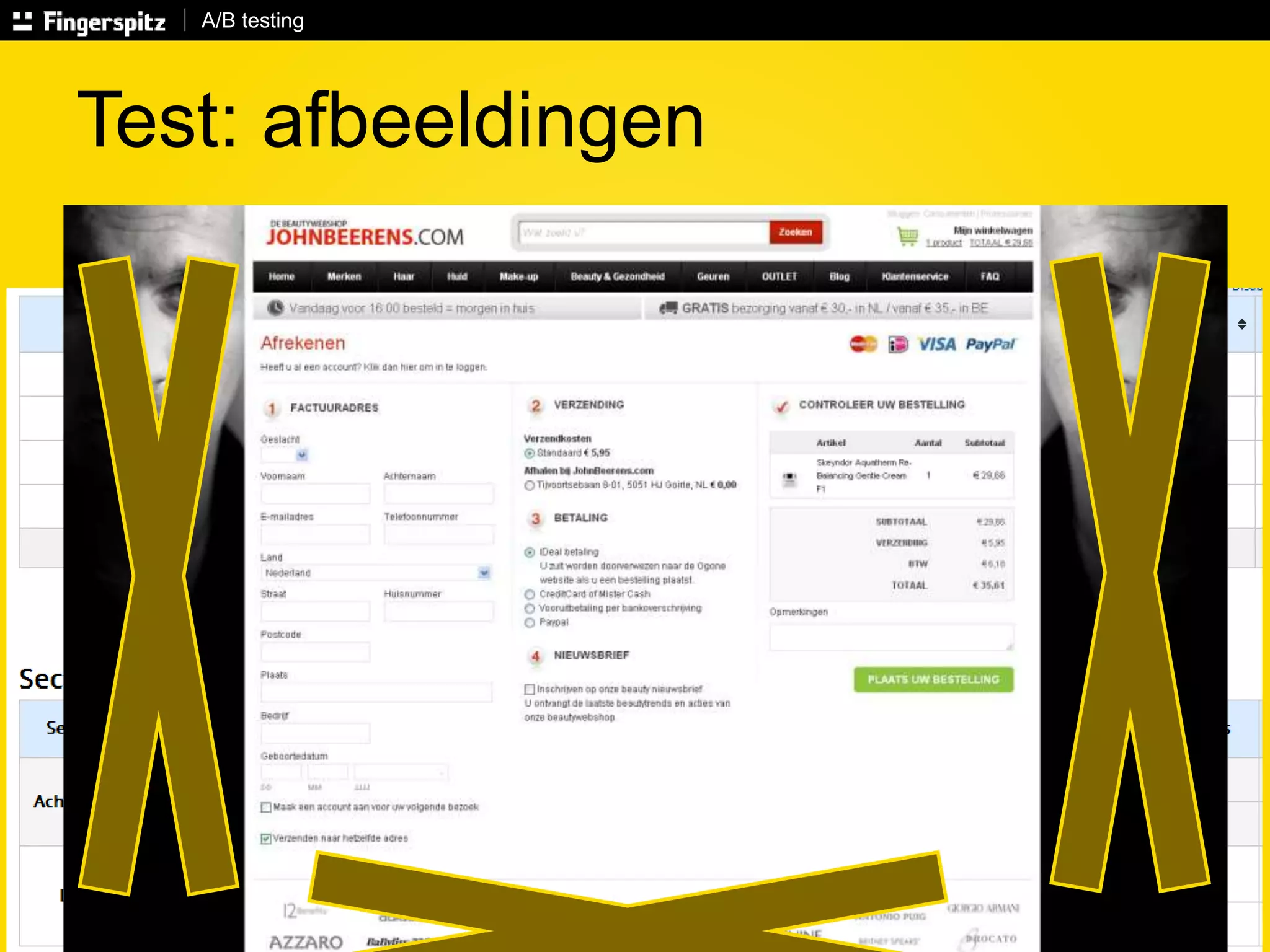A/B testing 
Test: afbeeldingen 
 