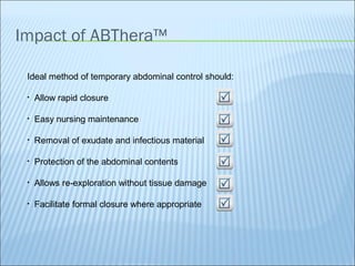 Laparostomy management - ABThera™ Open Abdomen Negative Pressure ...