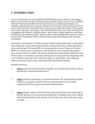 Design of a Library of Motion Functions for a Humanoid Robot for a ...