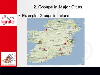 2. Groups in Major Cities
• Example: Groups in Ireland
 