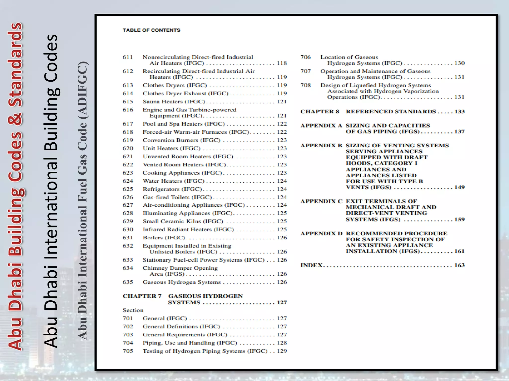 Abu
Dhabi
International
Building
Codes
Abu
Dhabi
International
Fuel
Gas
Code
(ADIFGC)
 