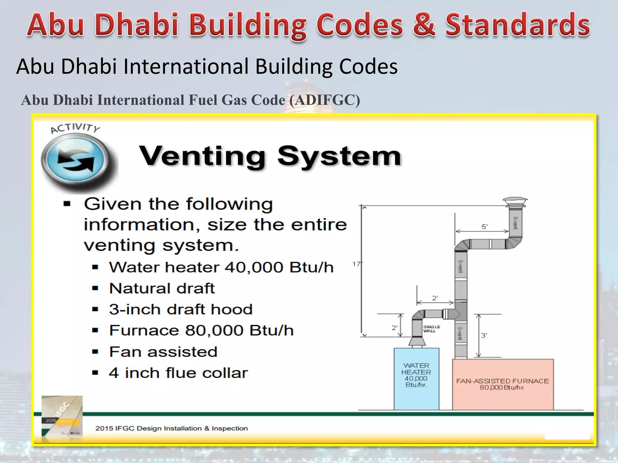 Abu Dhabi International Building Codes
Abu Dhabi International Fuel Gas Code (ADIFGC)
 