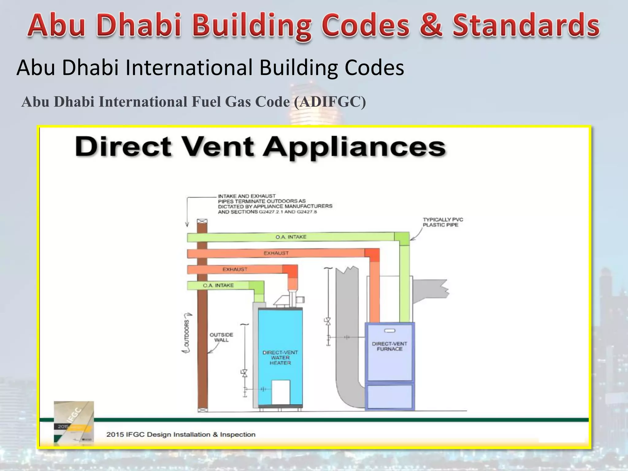 Abu Dhabi International Building Codes
Abu Dhabi International Fuel Gas Code (ADIFGC)
 