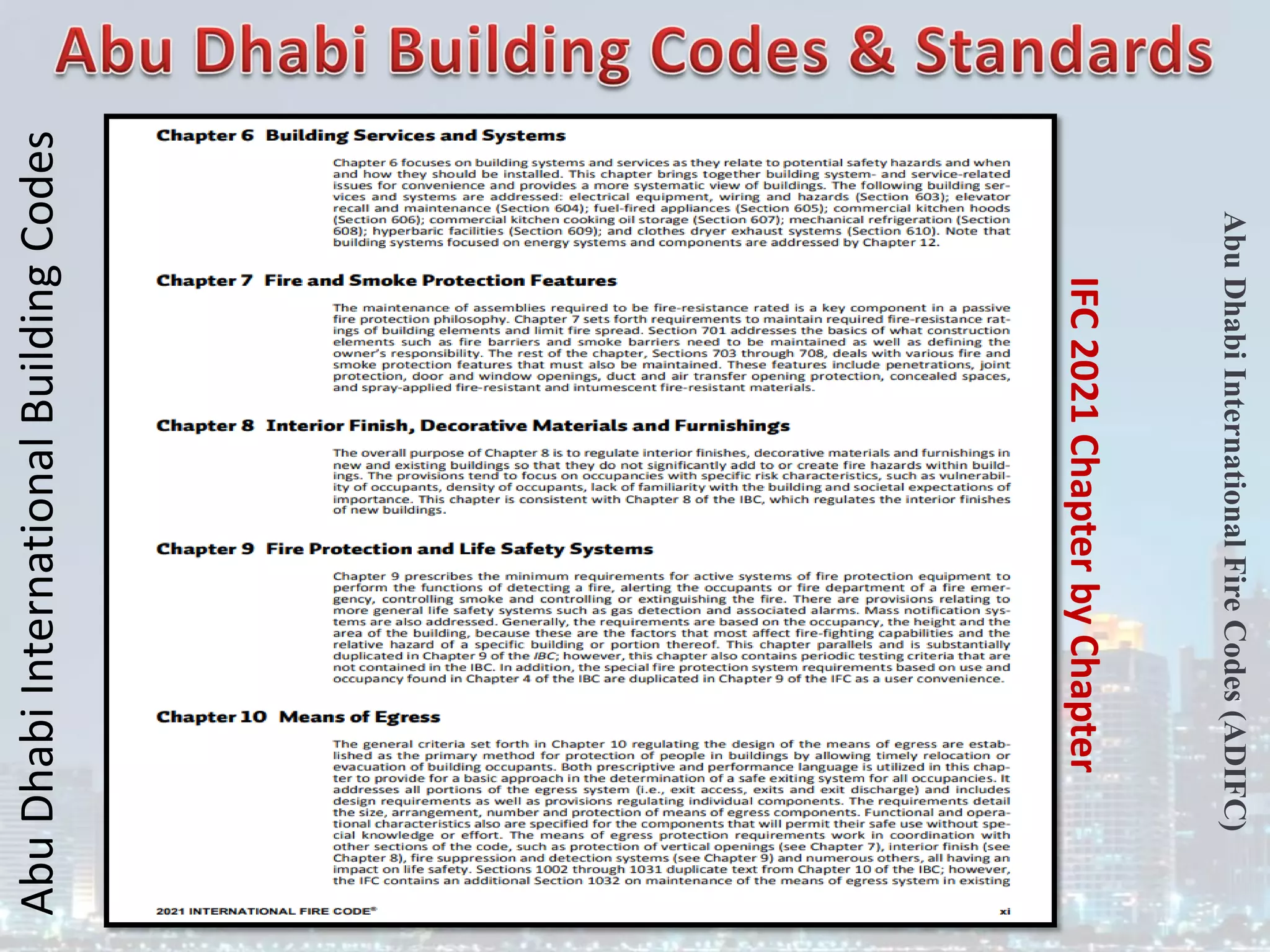 Abu
Dhabi
International
Building
Codes
Abu
Dhabi
International
Fire
Codes
(ADIFC)
IFC
2021
Chapter
by
Chapter
 