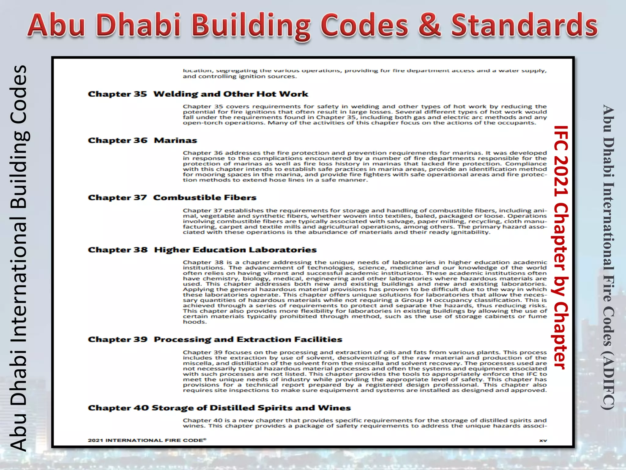 Abu
Dhabi
International
Building
Codes
Abu
Dhabi
International
Fire
Codes
(ADIFC)
IFC
2021
Chapter
by
Chapter
 