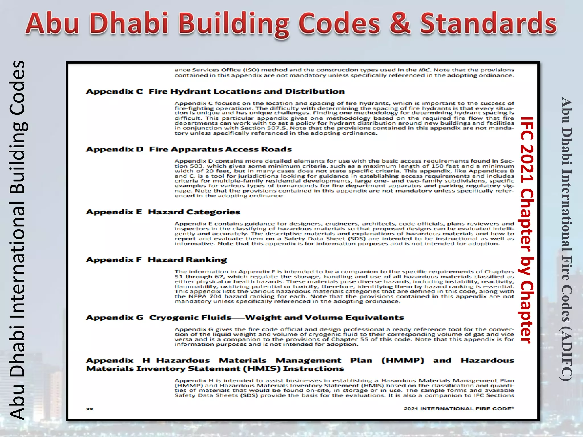 Abu
Dhabi
International
Building
Codes
Abu
Dhabi
International
Fire
Codes
(ADIFC)
IFC
2021
Chapter
by
Chapter
 