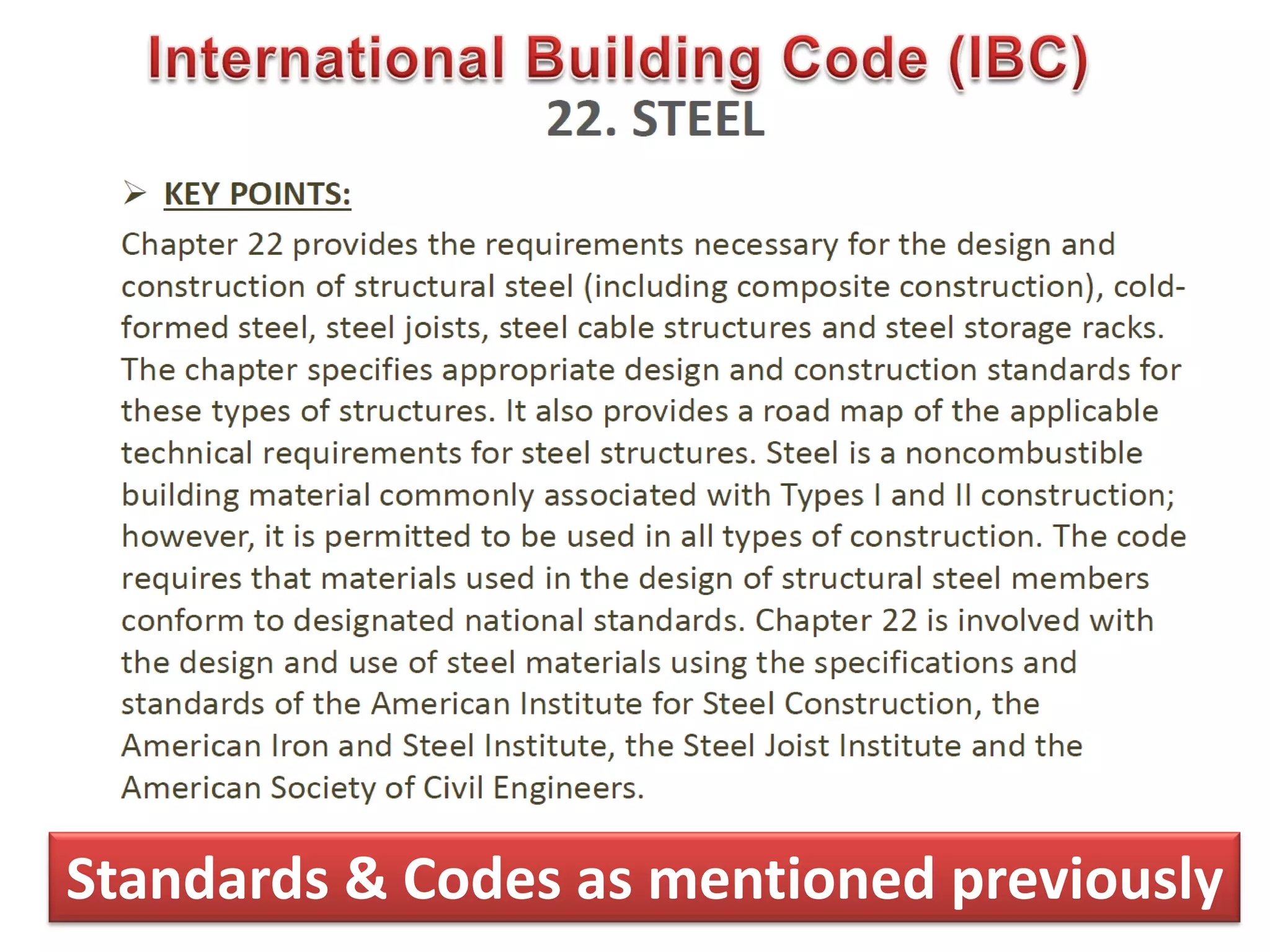 503
Standards & Codes as mentioned previously
 