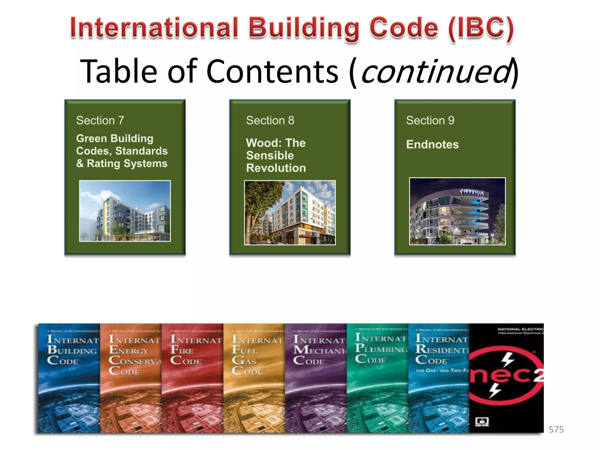 Table of Contents (continued)
Section 7
Green Building
Codes, Standards
& Rating Systems
Section 8
Wood: The
Sensible
Revolution
Section 9
Endnotes
575
 