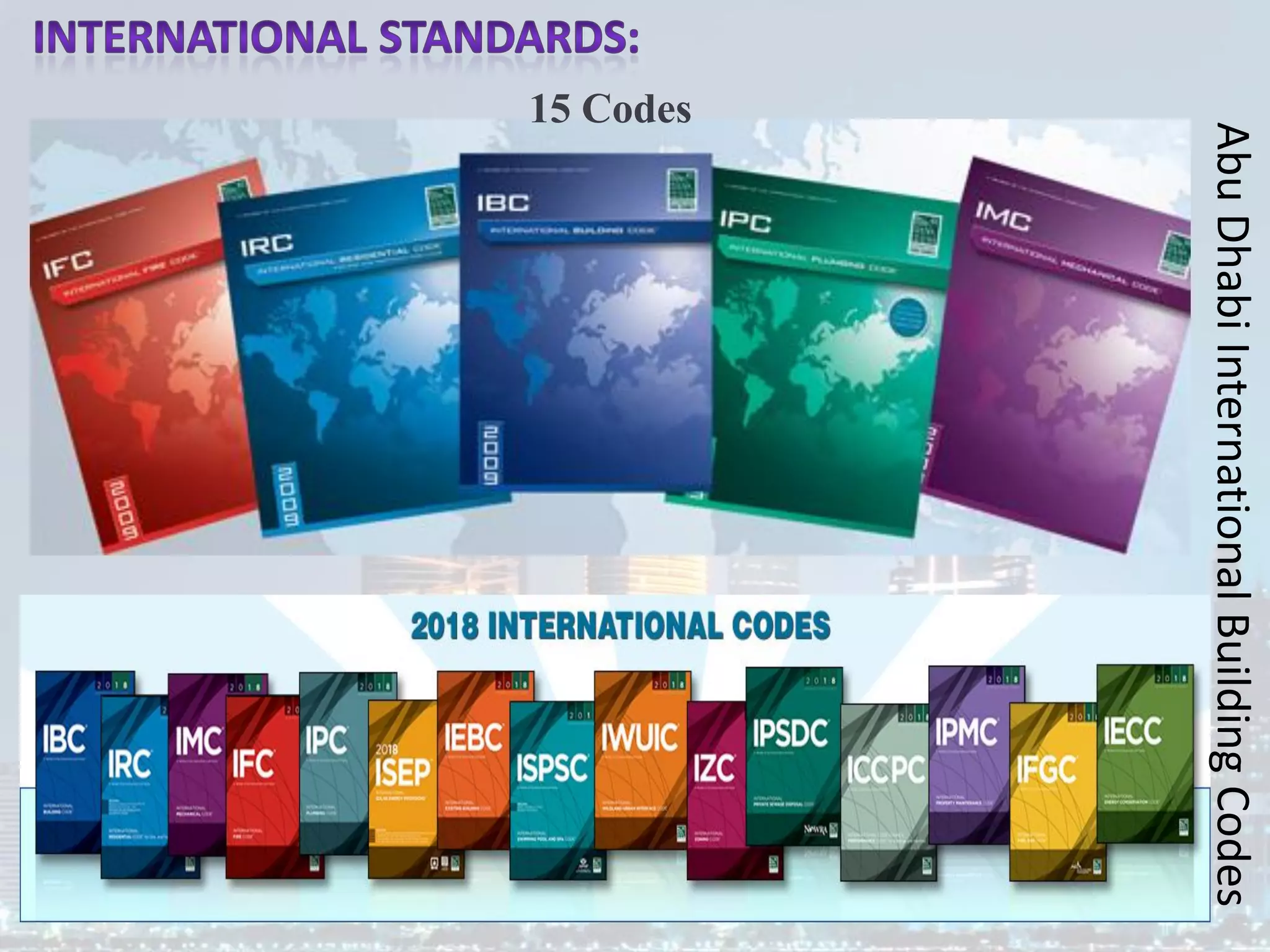 Abu
Dhabi
International
Building
Codes
15 Codes
 