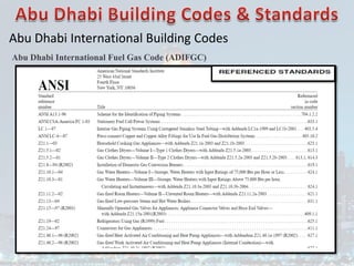 Abu Dhabi International Building Codes
Abu Dhabi International Fuel Gas Code (ADIFGC)
 
