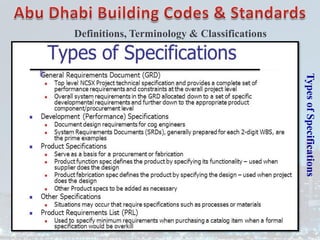 Types
of
Specifications
Definitions, Terminology & Classifications
 