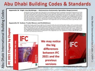 Abu
Dhabi
International
Building
Codes
Abu
Dhabi
International
Fire
Codes
(ADIFC)
We may notice
the big
differences
between IFC
2021 and the
previous
versions
IFC
2021
Chapter
by
Chapter
 