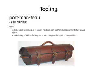 Tooling
• Experimental *nix tooling
– Runs on Linux, but easily ported to other unix
• Highlights
– Static code-based disc...