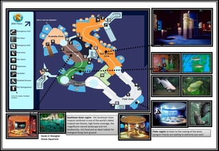 Ducks in Shanghai
Ocean Aquarium
Southeast Asian region - the Southeast Asian
tropical rainforest is one of the world's oldest
tropical rain forests, high forest coverage, the
magnificent natural landscape and rich
biodiversity, rich food and an ideal habitat for
biological living here ground. Polar region to listen to the roaring of the wind,
penguin friends are waiting to welcome you soon
 