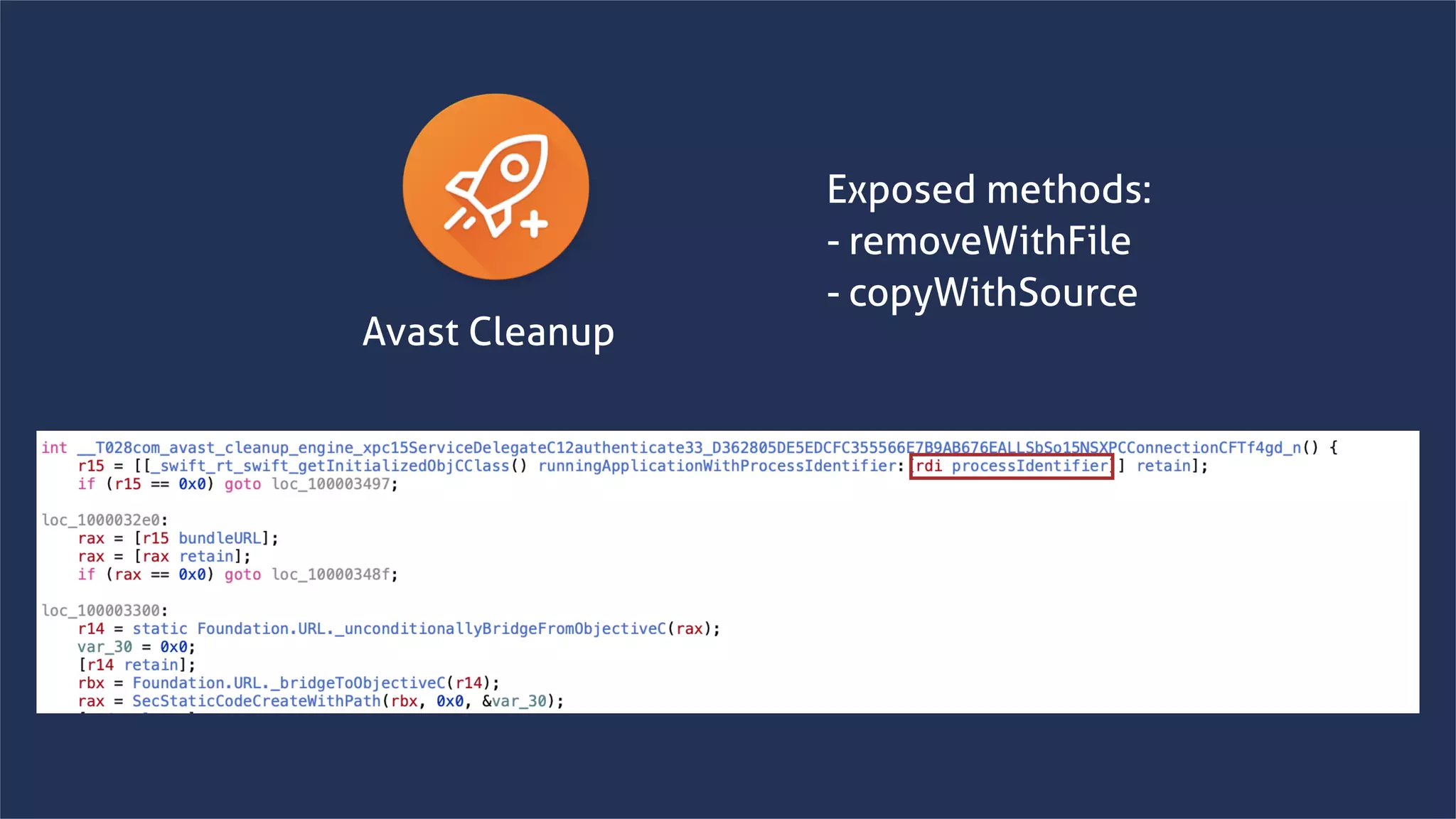 www.securing.bizwww.securing.biz
Exposed methods:
- removeWithFile
- copyWithSource
Avast Cleanup
 