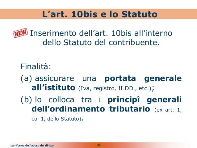 Art 10 bis statuto contribuente