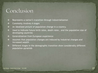 Stage 1: Age StructureApril Buzby     Keene State College     Fall 2009Population Pyramid Shape: Concave triangularAge Structure of Population:Rapid fall in each age group due to high death rates