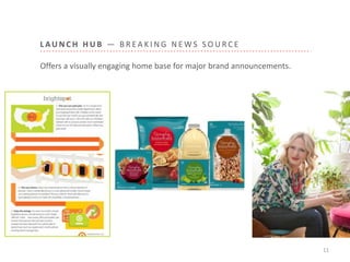 L AU N C H H U B — B R E A K I N G N E W S S O U R C E
11
Offers a visually engaging home base for major brand announcements.
 
