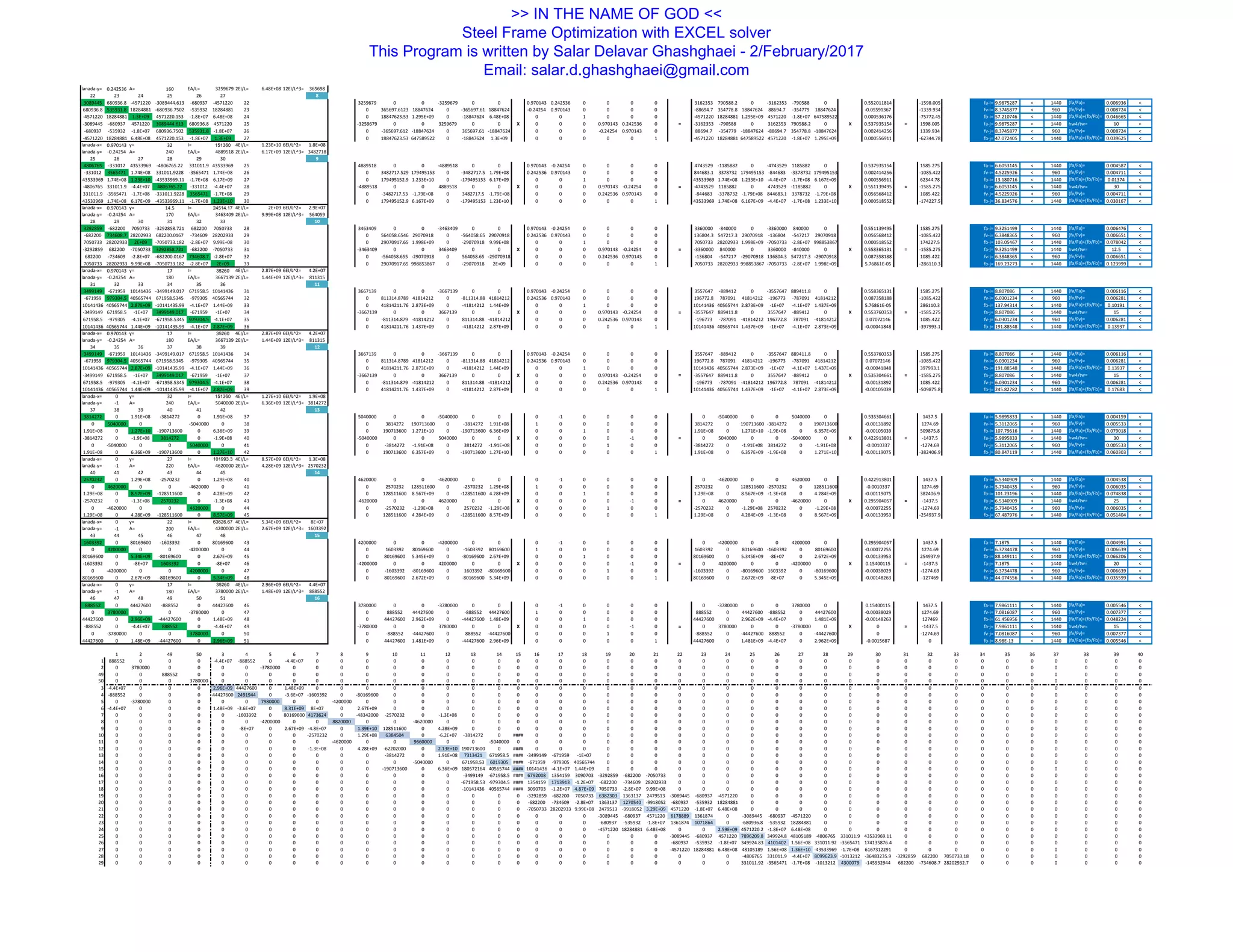 Steel frame optimization with excel solver | PDF