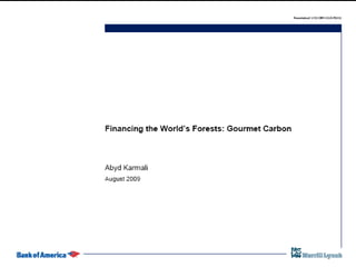 Financing the World's Forests: integrating markets and stakeholders