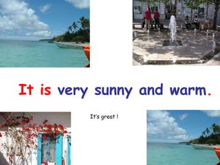 It is  very sunny and warm . It’s great ! 