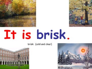 It is  brisk . b r isk:   ( cold and clear ) 