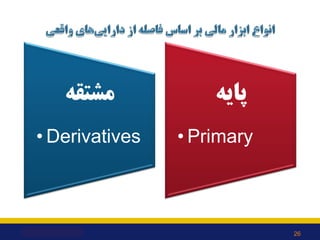 ‫ﭘﺎﯾﻪ‬
• Primary
‫ﻣﺸﺘﻘﻪ‬
• Derivatives
26
 