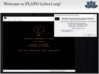 PLATO System
 1960 wurde PLATO von Donald Bitzer
entwickelt
• Kosten für 1 BIT RAM = $ 2
• Der Speicher für ein Laptop mi...
