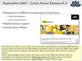 August 2005 – Lotus Notes / Domino 7
 Verbesserung der Performance
 Domino Domain Monitoring
 Activity Trends
 Smart U...